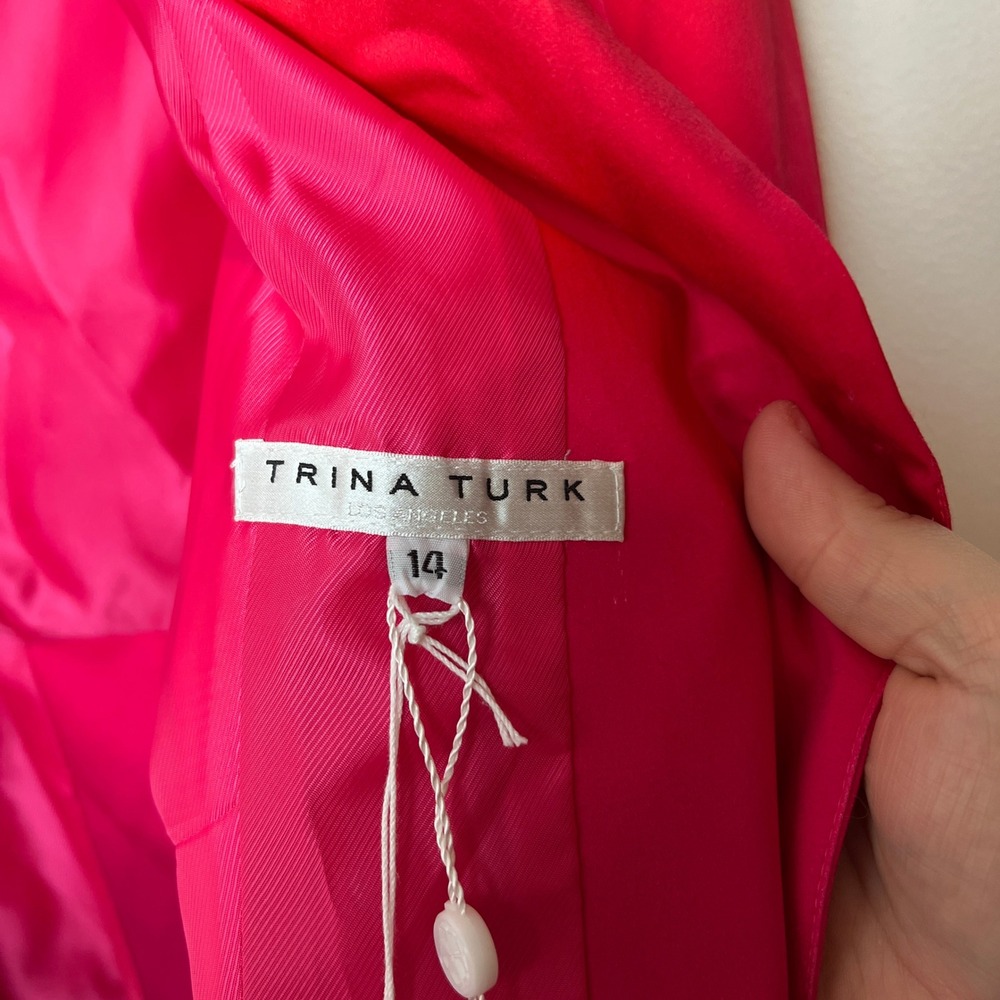 Trina Turk Ryka Blazer Size 14 Ombre‎ Green Pink Red Career Party Statement READ - Picture 9 of 12